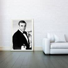 Sean Connery James Bond, Decorative Arts, Prints & Posters, Wall Art Print, Poster Any Size - Black and White Poster