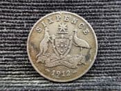 Australia, Silver (.925), Sixpence 1912 (Scarce), F, OL261