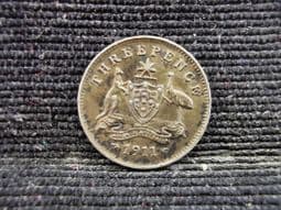 Australia, Silver (.925), Threepence 1911 (Scarce), VF, OL385