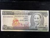 Barbados, 5 Dollars 1986, VG, BKN384