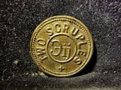 British, Brass Two Scruples Apothecaries Weight, VF, AG070