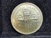 Elizabeth II, Two Pounds 1989 (Bill of Rights), AUNC, JU185