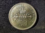 Elizabeth II, Two Pounds 1989 (Bill of Rights), VF, AG321