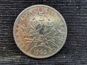France, Silver (.835), 5 Francs 1960, VF, OL324