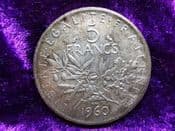 France, Silver (.835), 5 Francs 1960, VF, SC006