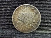 France, Silver (.835), 50 Centimes 1916, AF, NO259