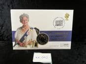 GB, 2000 Stamp & Coin Cover (Queen Mother), With British £5, NE092