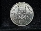 George VI, Silver (.500), One Shilling 1945 (Scottish), UNC, MY788