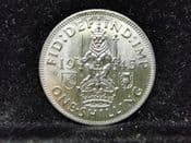 George VI, Silver (.500), One Shilling 1945 (Scottish), UNC, MY792