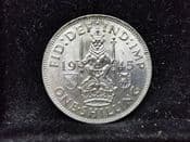 George VI, Silver (.500), One Shilling 1945 (Scottish), UNC, MY793
