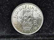 George VI, Silver (.500), One Shilling 1945 (Scottish), UNC, MY796
