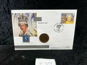 Isle of Man, 2000 Stamp & Coin Cover, Monarchy, With One Penny Coin, JP358