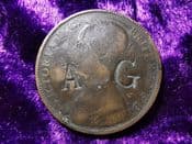 Victoria, One Penny 1893, Punched "AG", Fair, SC009