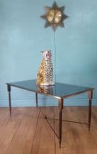 French brass & tinted glass coffee table