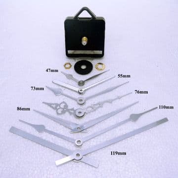 Quartz clock movement kit with Silver hands