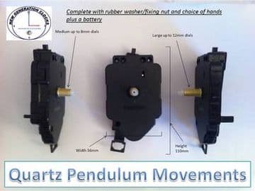 Quartz pendulum clock movement with bob