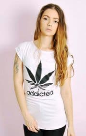 Addicted Cannabis Adidas Spoof T-shirt