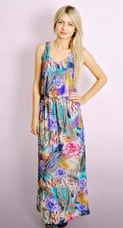 Floral Print Maxi Dress with Elasticated Waist