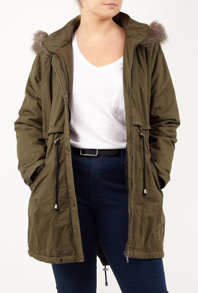 Ladies Plus Size Fashion Parka Jacket