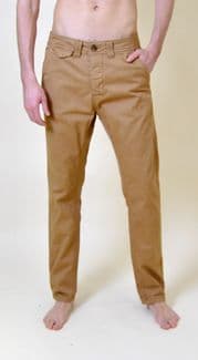 Mens Camel Cotton Turn Up Chinos
