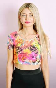 Neon Print Cropped Top