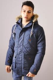 Quilted Parka With Fake Fur Trim