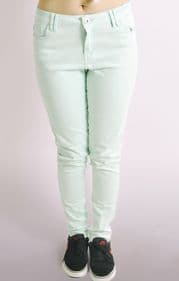 Skinny Jeans In Pastel Green Snow Wash