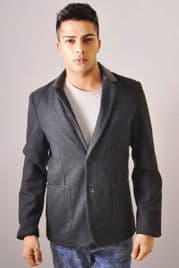 Tweed Jacket With Leather Collar