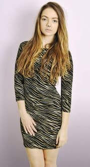Zebra Glitter Cowl Back Dress