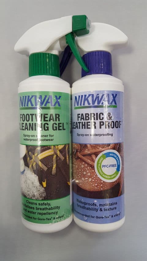Nikwax Footwear Cleaning Gel/Fabric & Leather Proof Twin Pack
