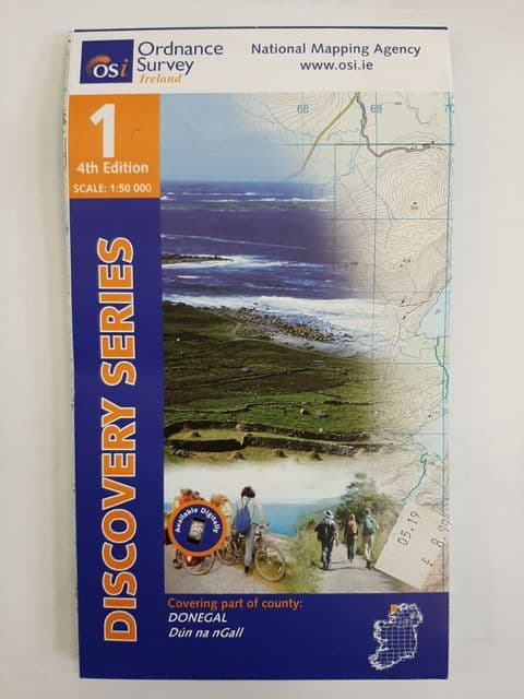 OS Discovery Sheet 1 Donegal - North West 1:50 000 scale - Full Colour