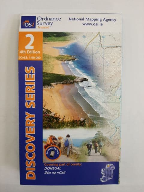 OS Discovery Sheet 2 Donegal - North & Central 1:50 000 scale - Full Colour