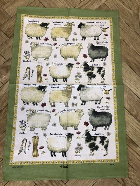 Samuel Lamont Sheep Breeds Irish Tea Towel - 100% Cotton