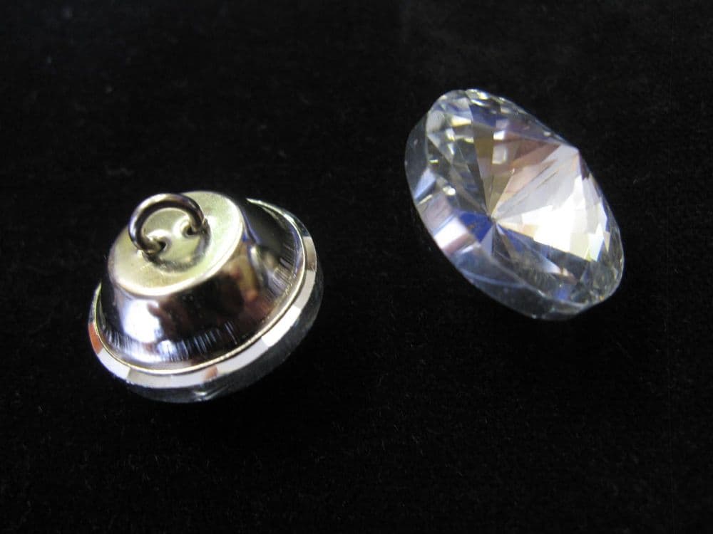 10 clear glass crystal buttons - 25mm diameter - Upholstery sewing trim