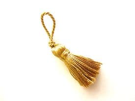 10 small gold Christmas decoration tassels - Mini Xmas craft embellishments