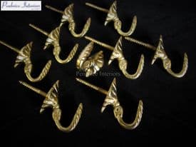 10 Solid Brass Tassel Hooks Builders Wall Egypt Cup DIY Hook 3cm Projection NEW