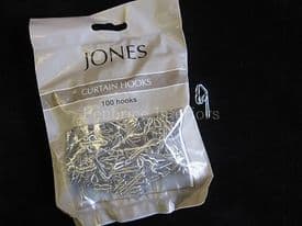 100 silver metal curtain tape hooks - Replace your plastic hooks that break!