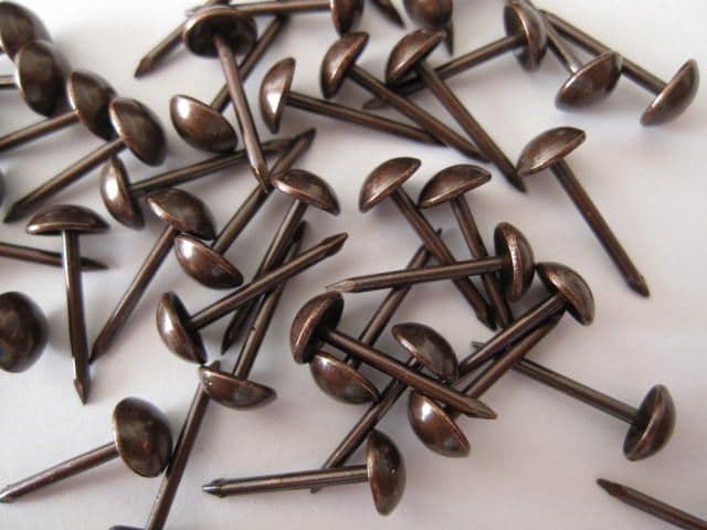 100 small 6mm UPHOLSTERY NAILS FURNITURE STUDS antique pins R5