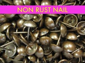 100 UPHOLSTERY NAILS - Non rust antique on solid brass