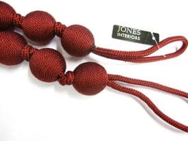 2 Ball String Henley Curtain Tiebacks Claret Traditional Tie Backs 84cm long