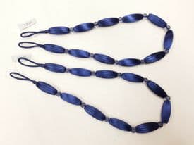 2 Blue Curtain Bead Rope Tie Backs Pimlico HB660/Rb Pair Fabric Drape Tieback