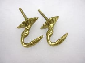 2 Brass curtain tassel hooks - Egypt tie back wall hooks SOLID BRASS STRONG