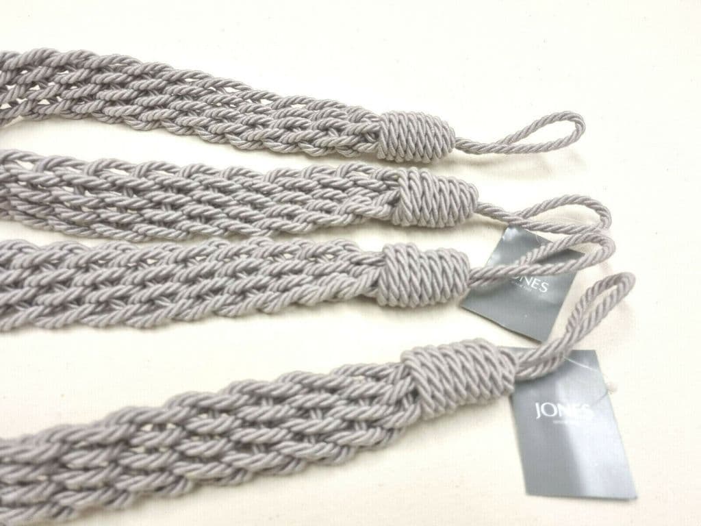 2 Curtain Tiebacks Heather Grey Artisan Plaited TieBacks Jones Interiors Ties