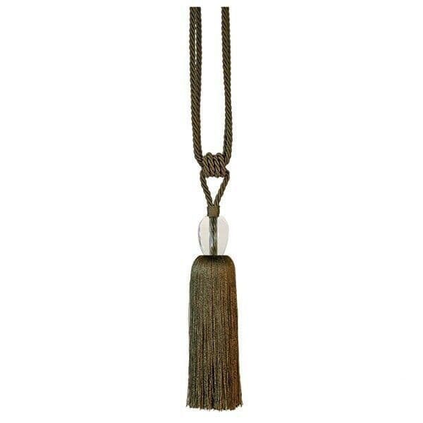 2 Henley Curtain Tiebacks Olive Green Traditional Tie Backs with Glass