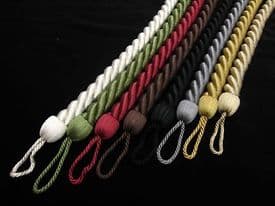 2 JUMBO rope curtain tiebacks - Thick 100cm long tie backs - 2.5cm diameter