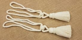 2 Natural Cotton Tassel Curtain Tie Backs Cord Ties Cable Rope Fabric Tiebacks