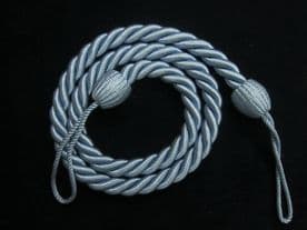 2 Rope curtain tiebacks  - BLUE   - slender slinky cord drape tie back Holdbacks