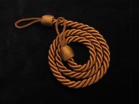 2 Rope curtain tiebacks Brown  slender slinky cord  drape tie hold backs