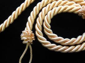2 Rope curtain tiebacks - Peach  -  slender slinky cord  drape tie hold backs