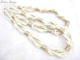 2 Rosa knotted rope curtain tiebacks Natural cream cotton 95cm ties tie back